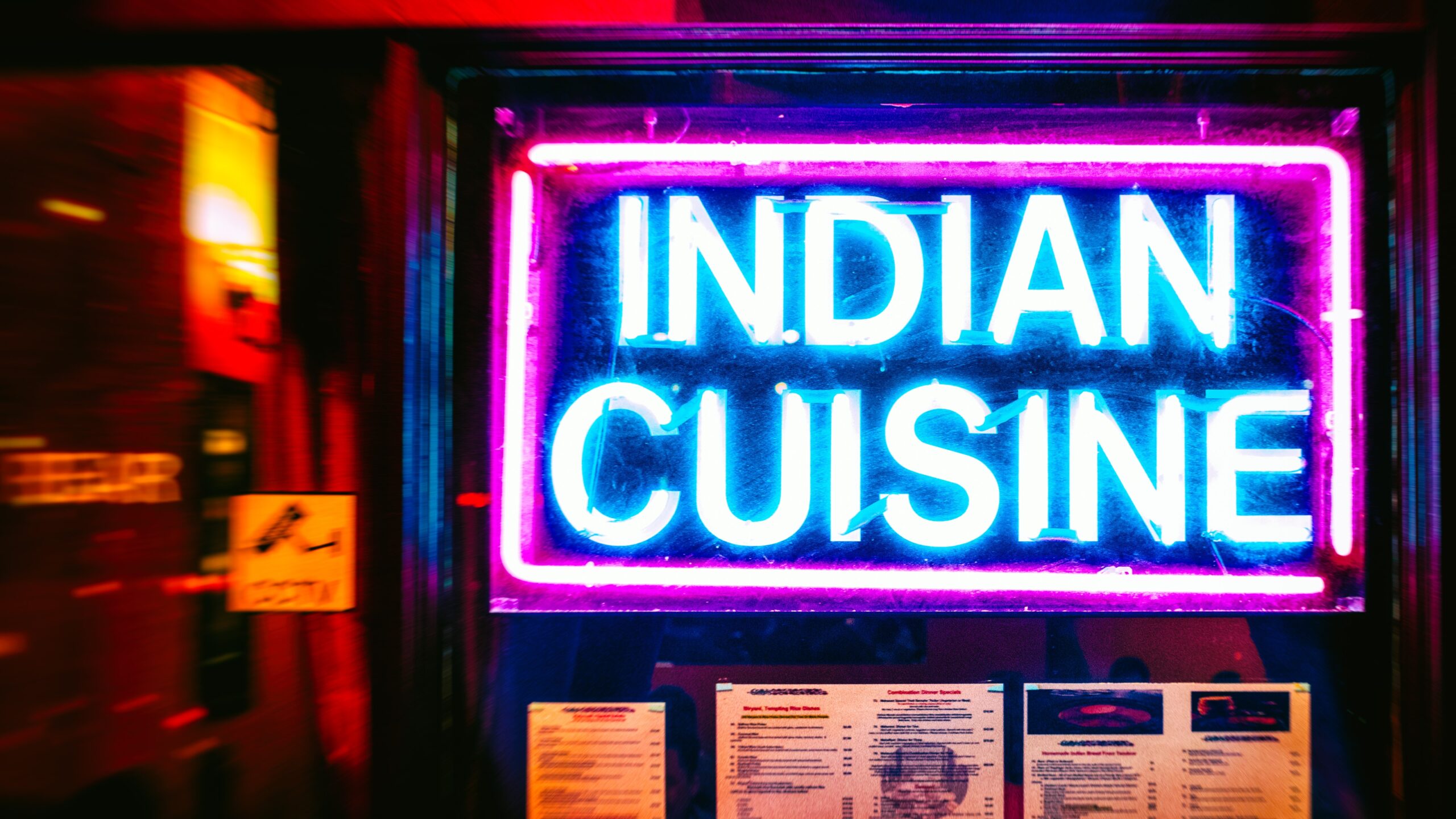 A commercial invitation to Indian cuisine.