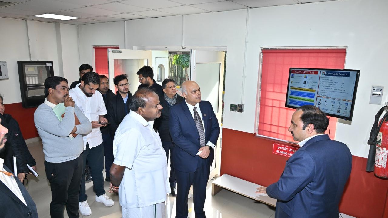 Union Steel Minister HD Kumaraswamy addressing a gathering on technology and innovation in Haryana recently.