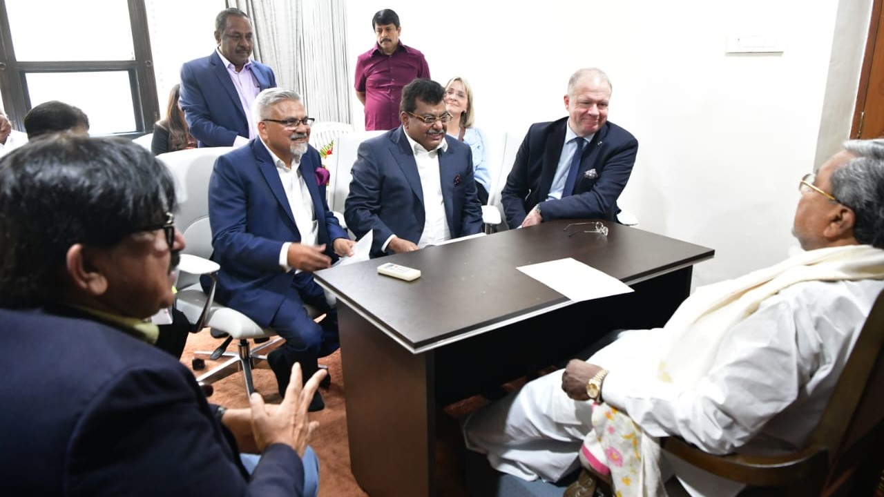Karnataka Chief Minister Siddaramaiah interacting with Volvo Group officials in Bengaluru on Thursday.