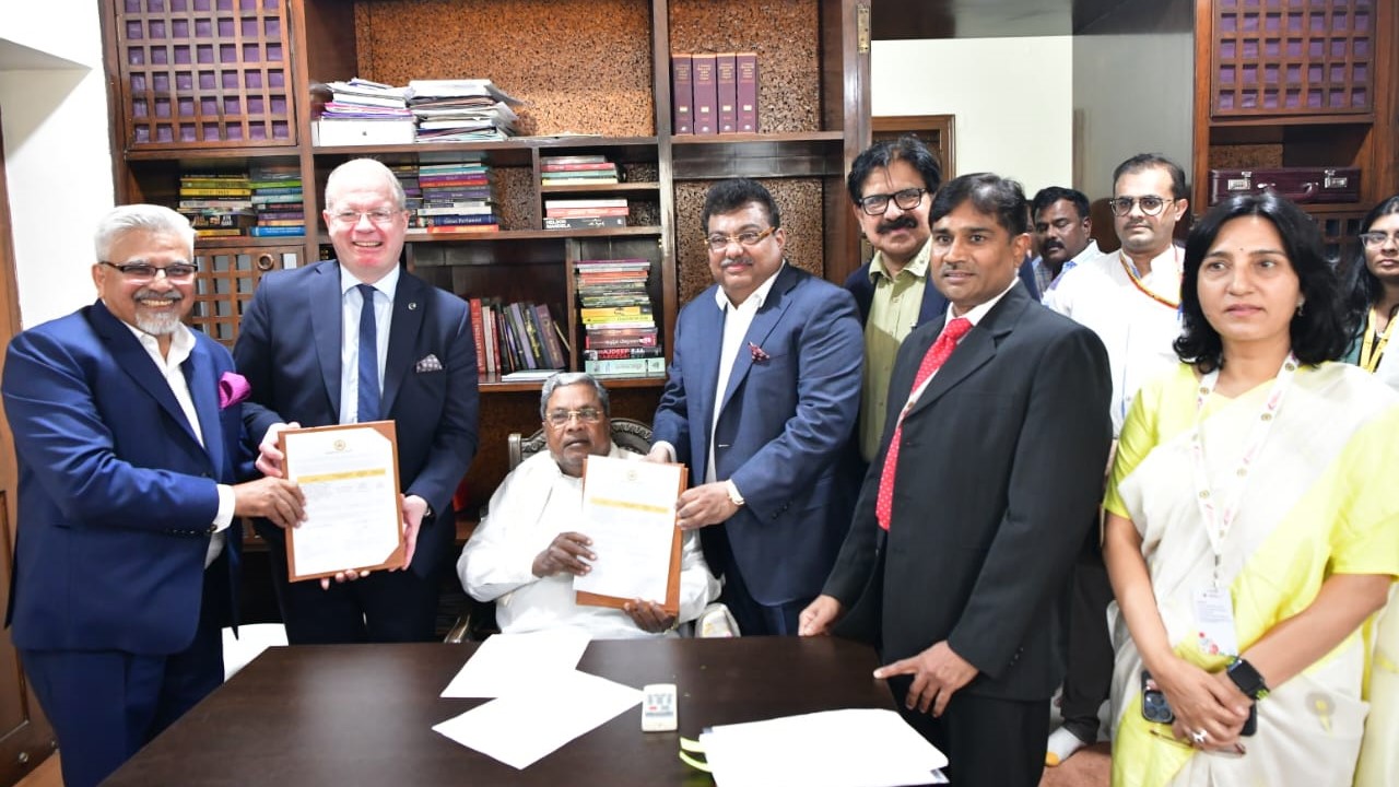 Karnataka Chief Minister Siddaramaiah interacting with Volvo Group officials in Bengaluru on Thursday.