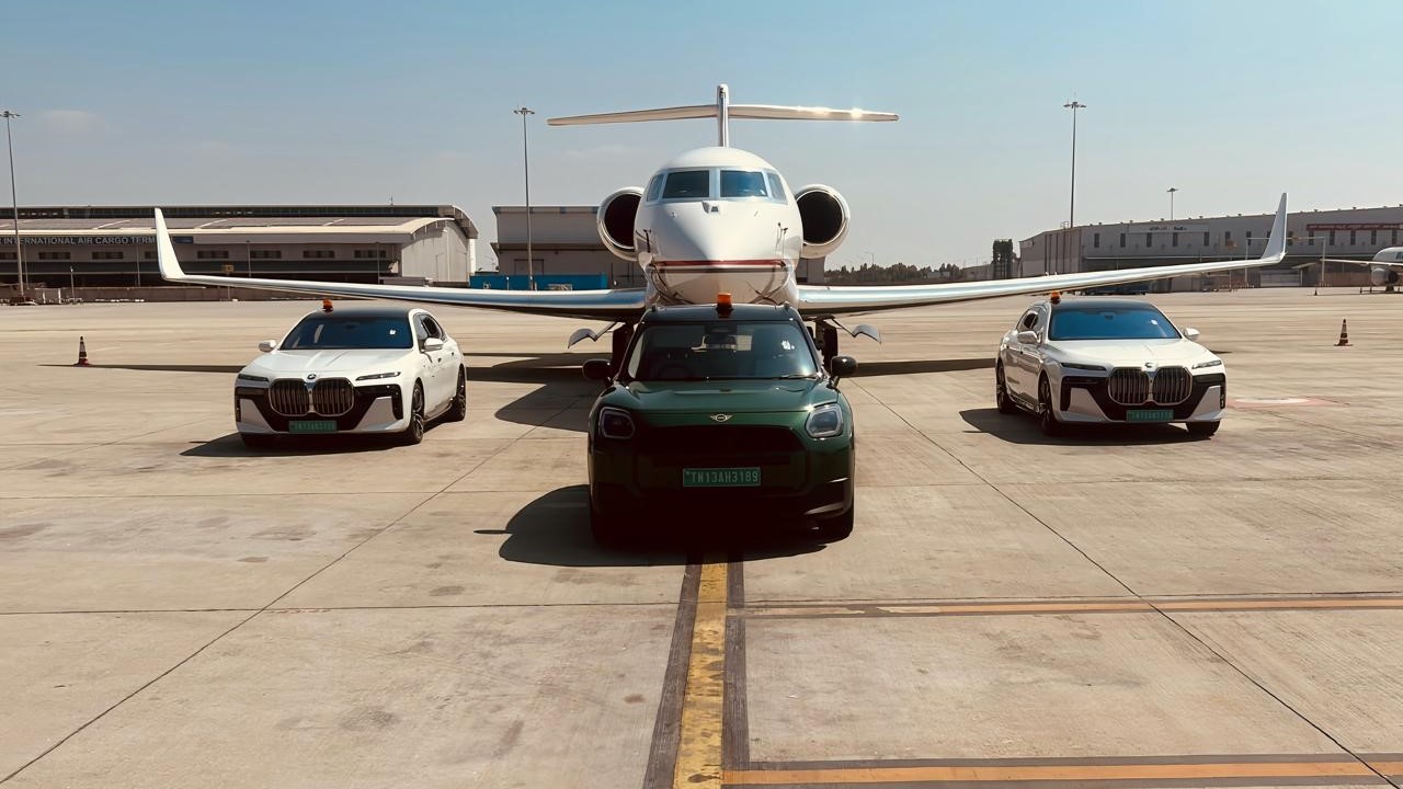 The luxury BMWs and MINI cars meant for VIP passengers at BIAL.