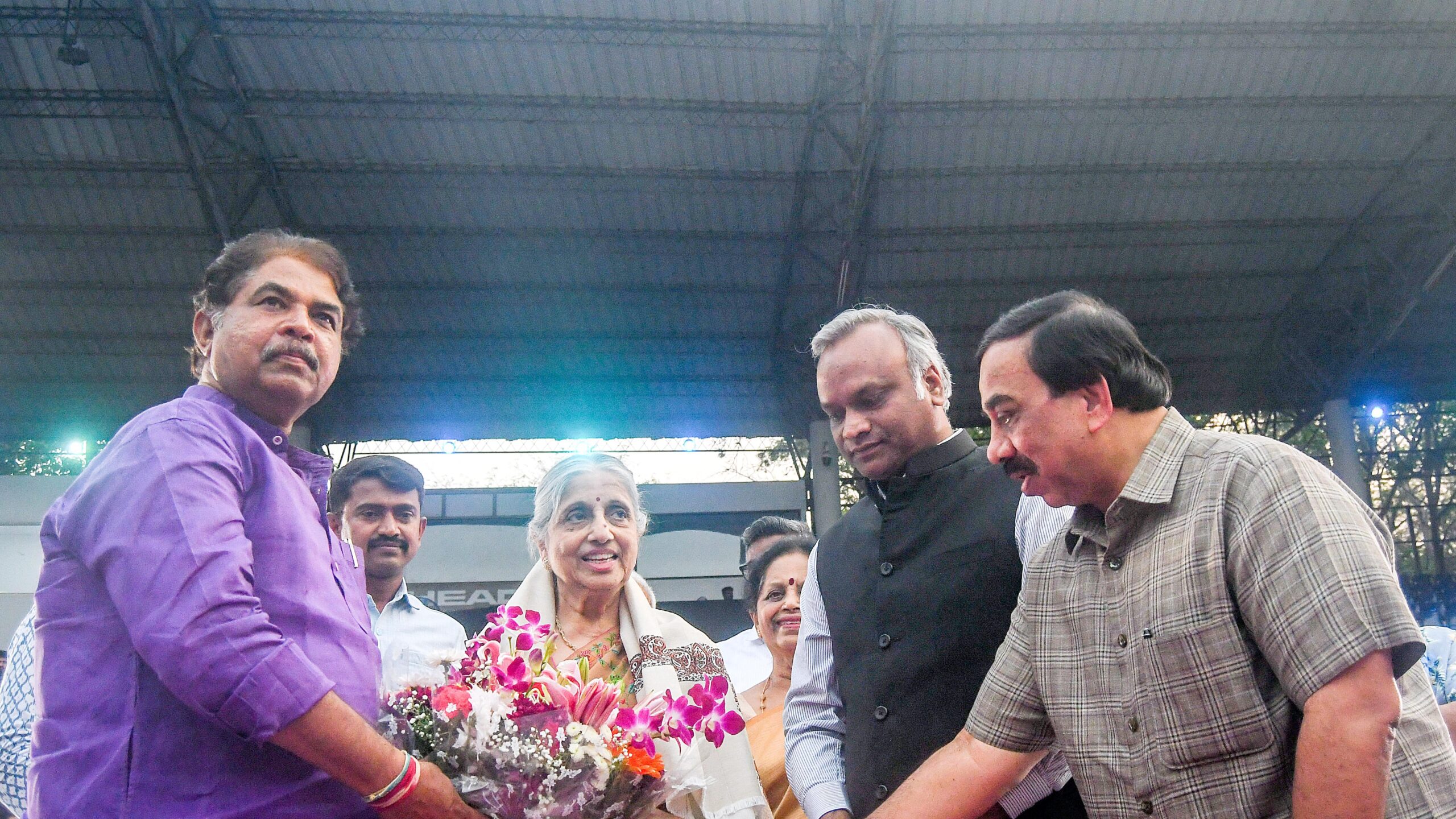 Visuals from the event at the newly christened SM Krishna Tennis Stadium