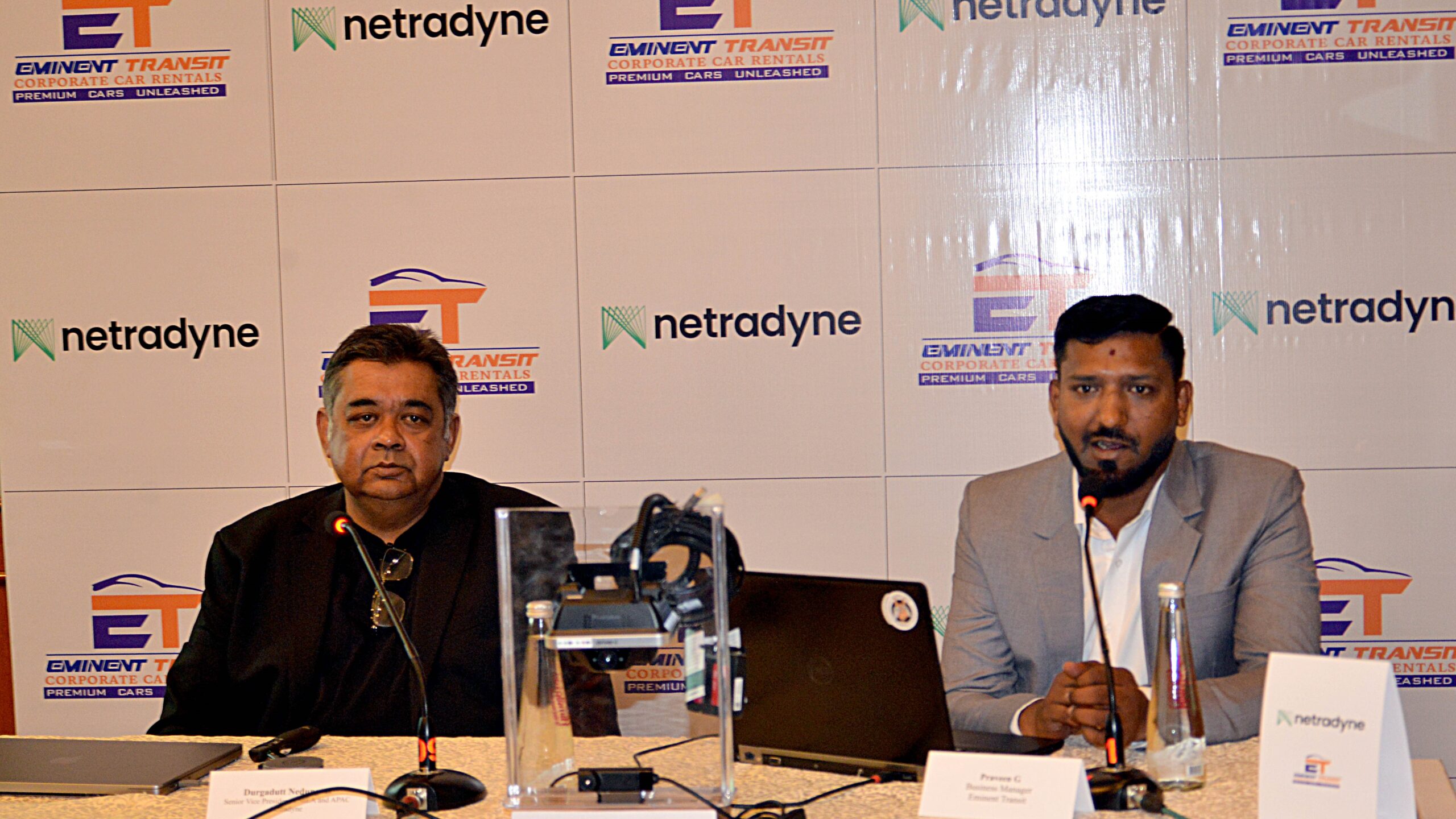 Senior officials from Netradyne addressing the media in Bengaluru.