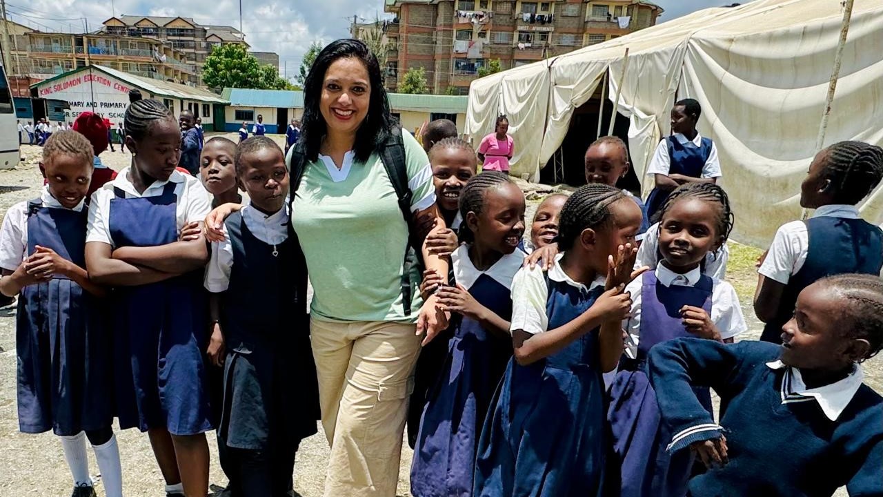 Kavya Mallana imparting chess skills to underprivileged children in India and Africa.