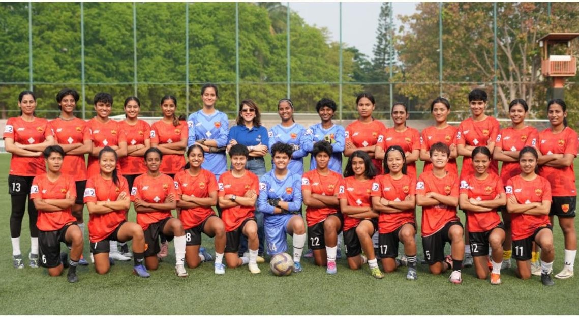 Roots Football Club members at the Padukone-Dravid Centre for Sporting Excellence in Bengaluru.