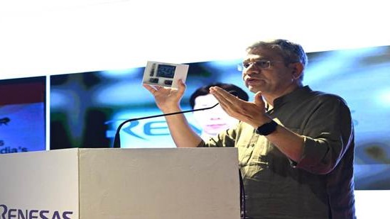 Union IT Minister Ashwani Vaishnaw with Renesas officials at the launch event in Bengaluru.