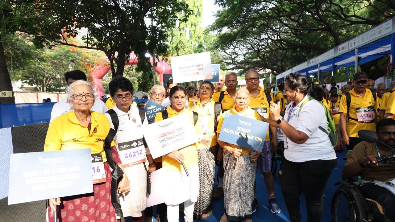 Seniors from Manasum Senior Living celebrating a run and walk in Bengaluru recently.