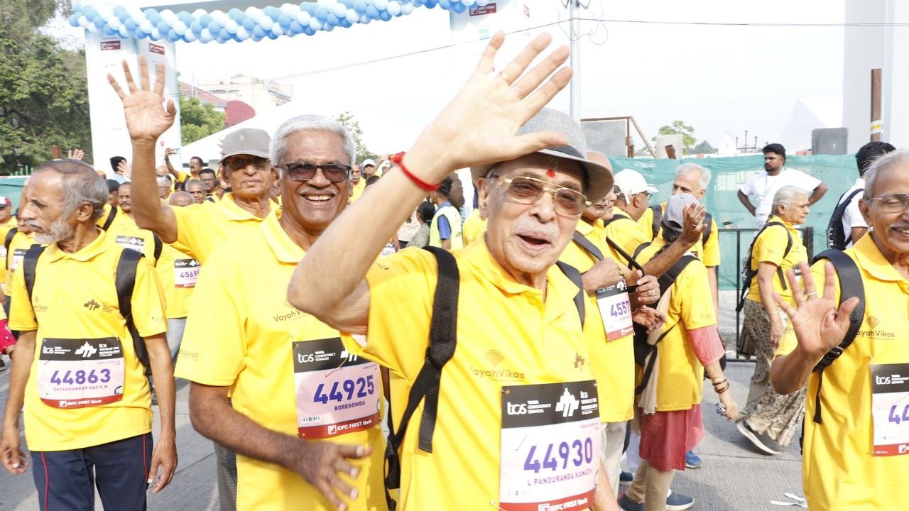 Seniors from Manasum Senior Living celebrating a run and walk in Bengaluru recently.