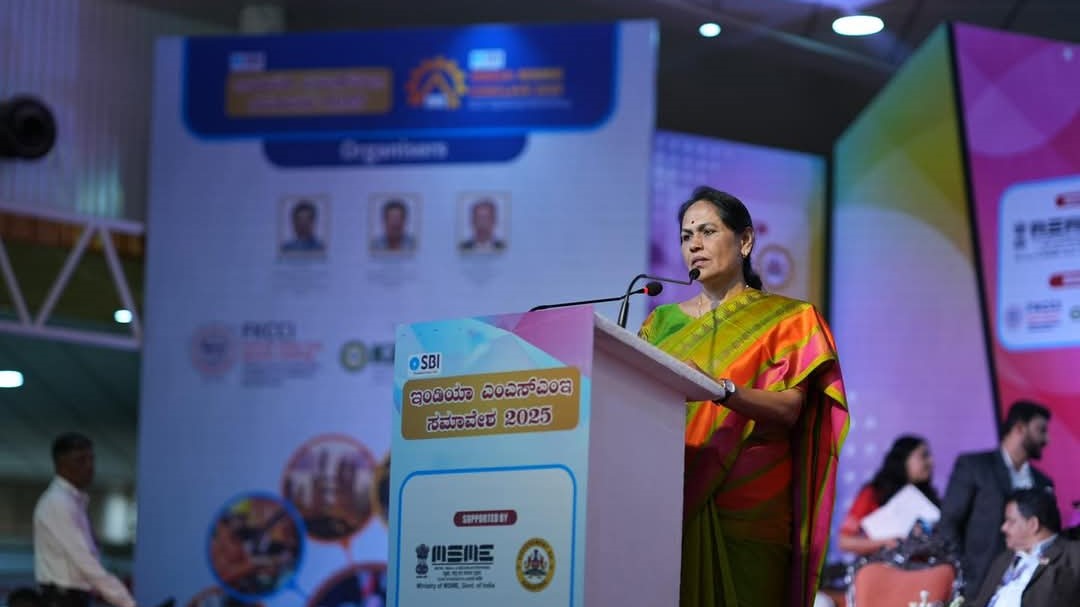 Visuals from the MSME Conclave held in Bengaluru recently. Seen in pictures are Ministers Shoba Karandlaje, DK Shivakumar and MB Patil.