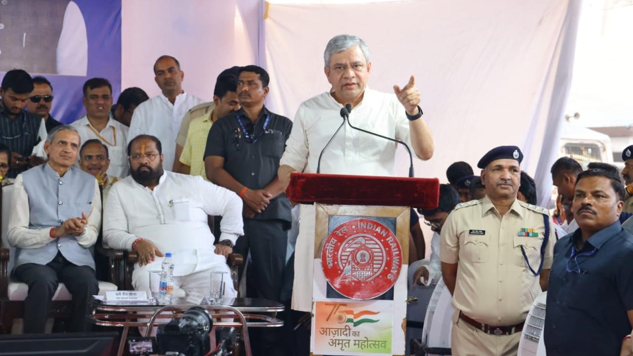 Union Railway Minister Ashwini Vaishnaw flagging off the two new trains.