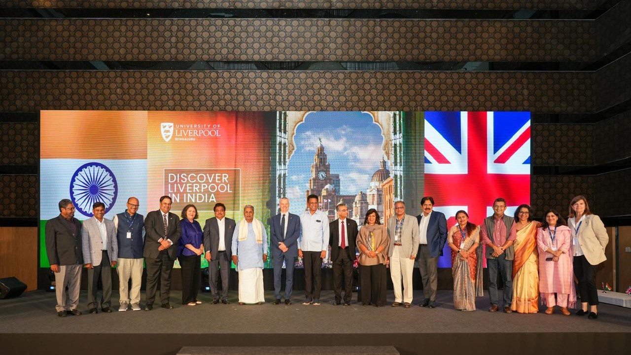 Visuals from the launch of the educational partnership between University of Liverpool and Karnataka.