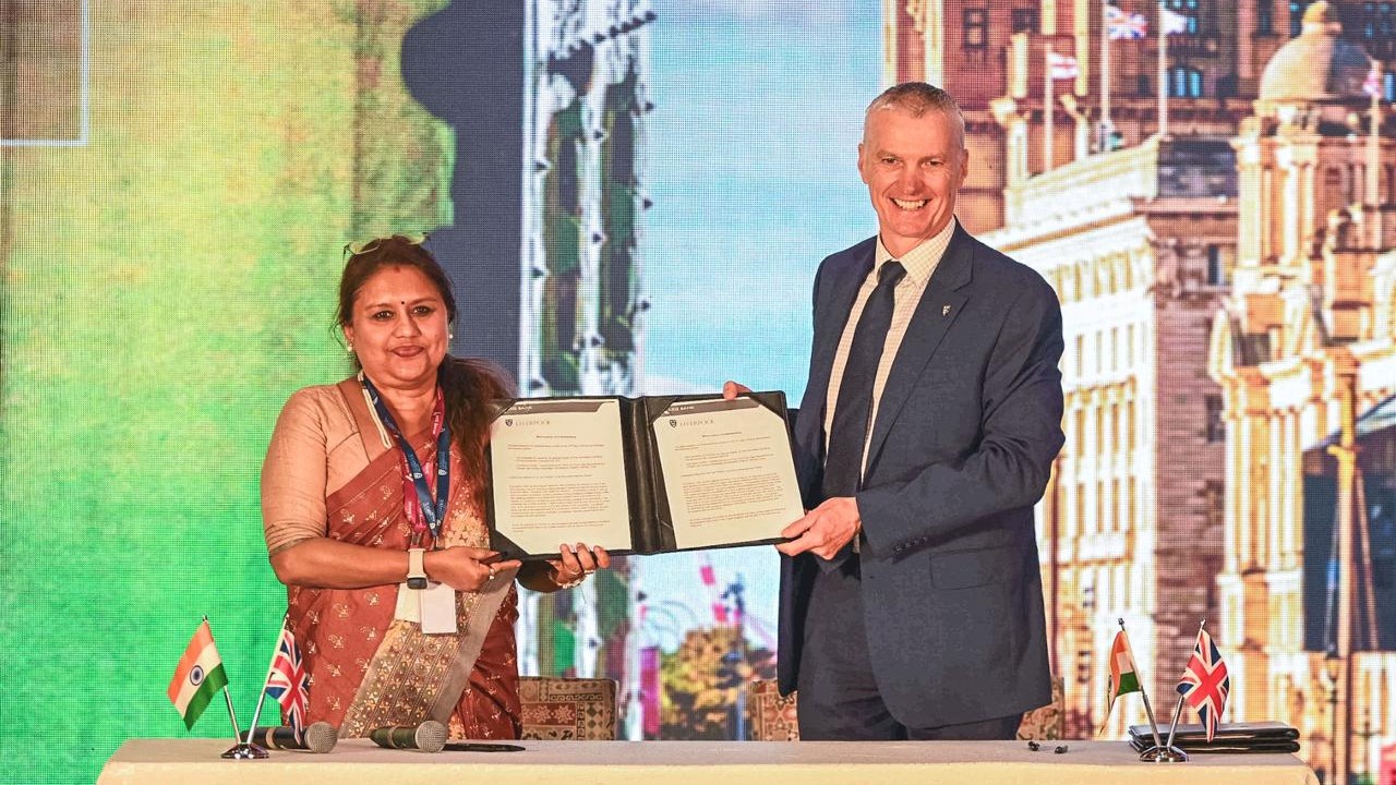 Visuals from the launch of the educational partnership between University of Liverpool and Karnataka.