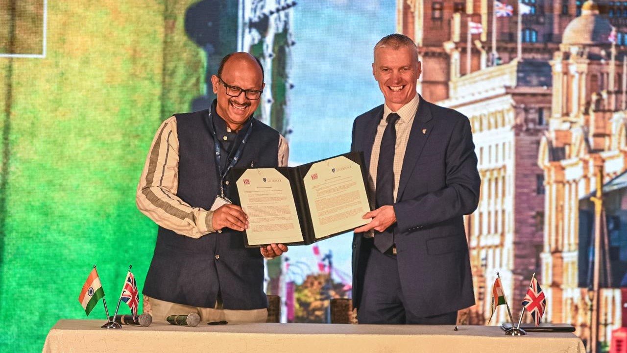 Visuals from the launch of the educational partnership between University of Liverpool and Karnataka.