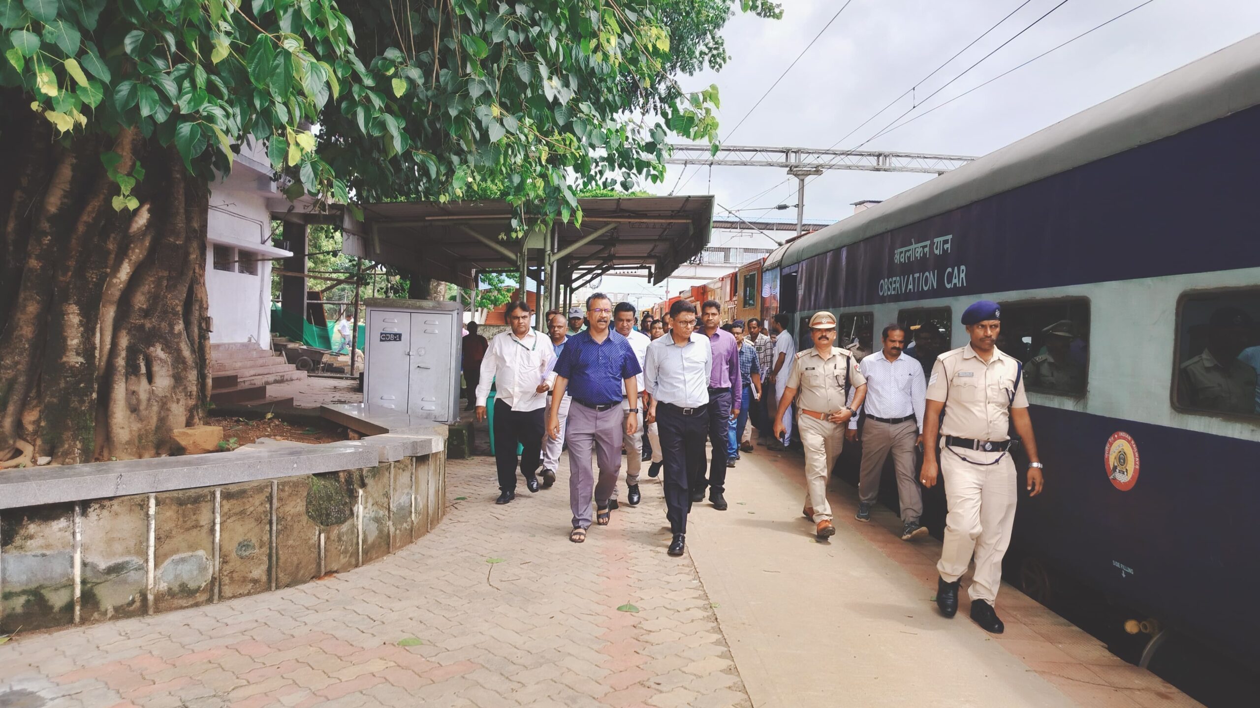 The General Manager of South Western Railway inspecting the Subrahmanya Road railway station.