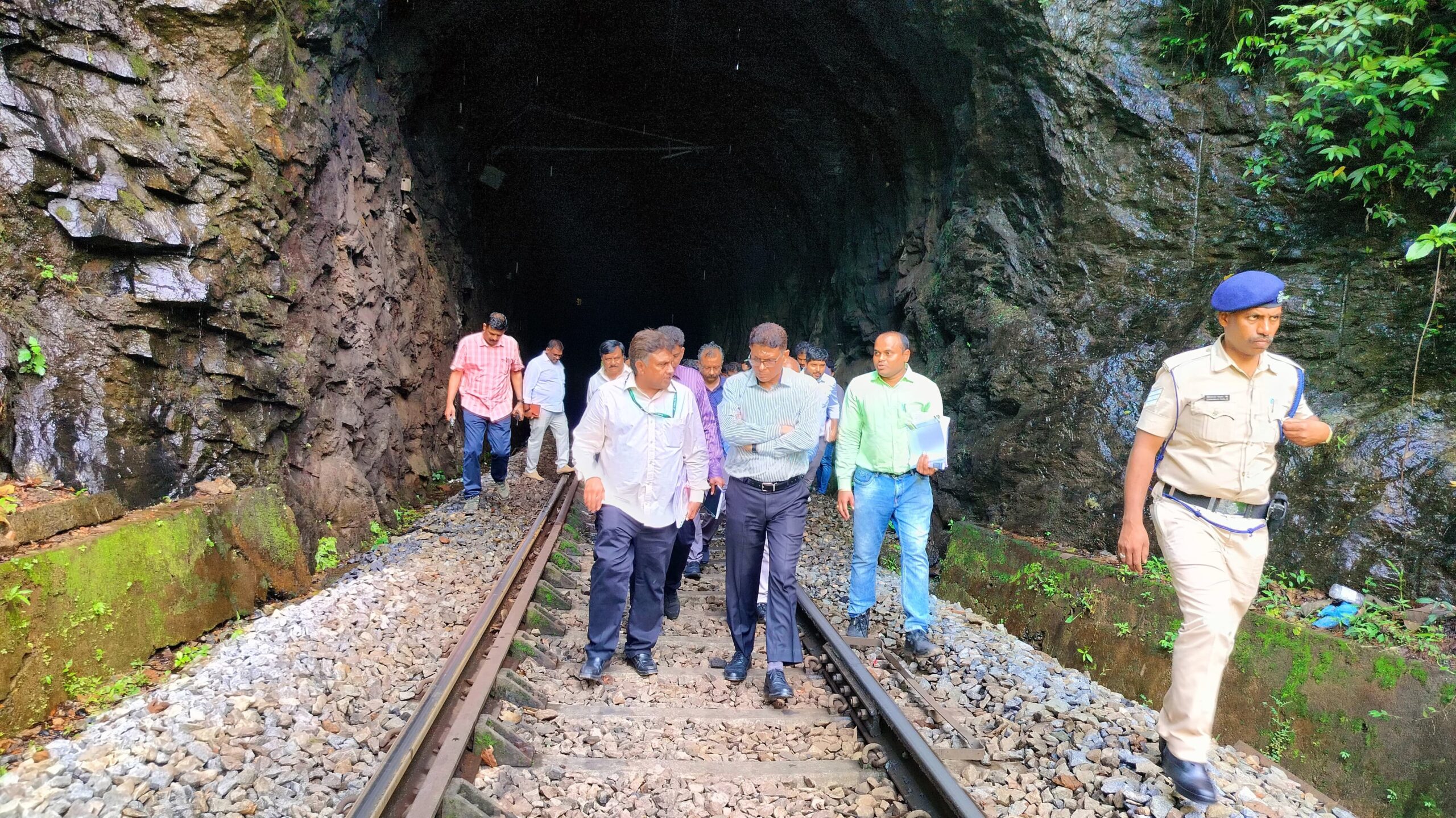 The General Manager of South Western Railway inspecting the Subrahmanya Road railway station.