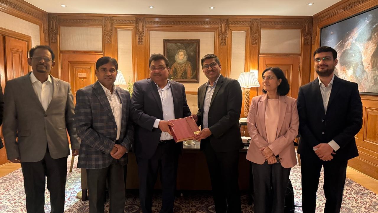 Karnataka Industries Minister MB Patil and his team of officers interacting with corporates in Sweden.