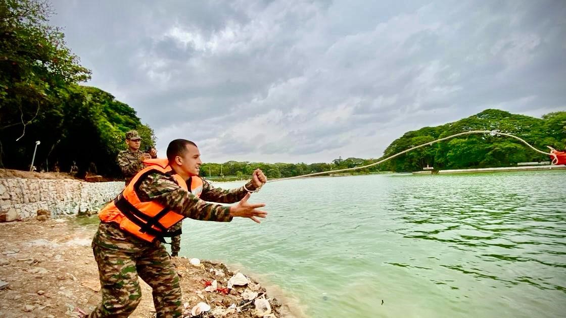 Visuals from the joint drill on monsoon-readiness held by various disaster response forces in the city