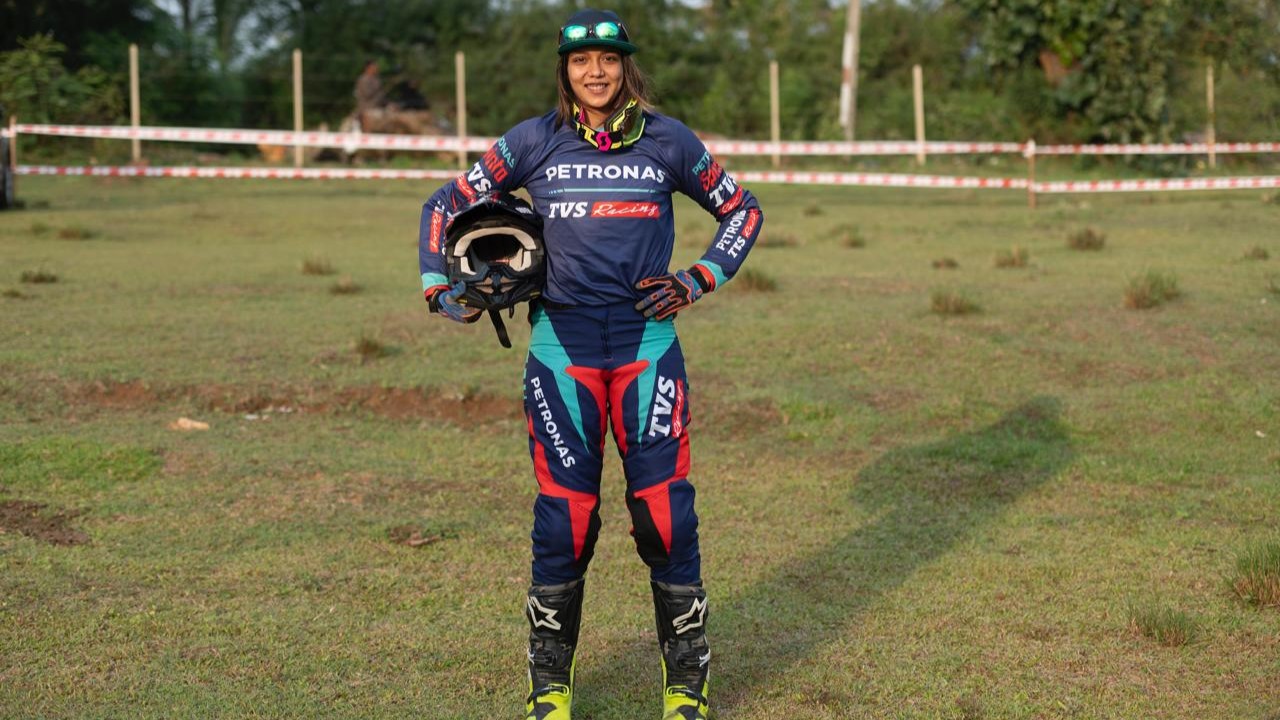 An elated Aishwarya after acing the tracks.