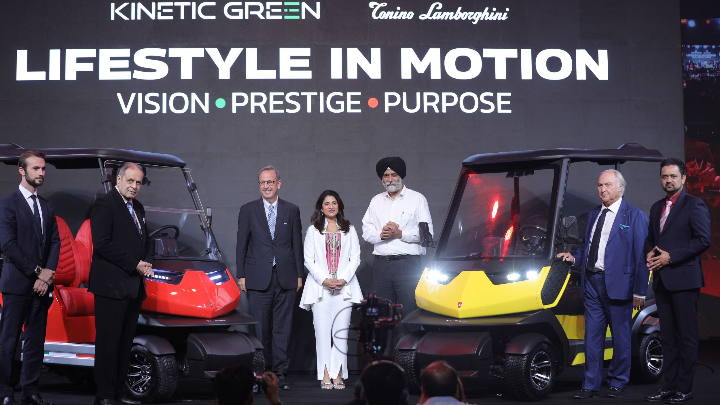 The ultra luxury cart by Lamborghini on display.