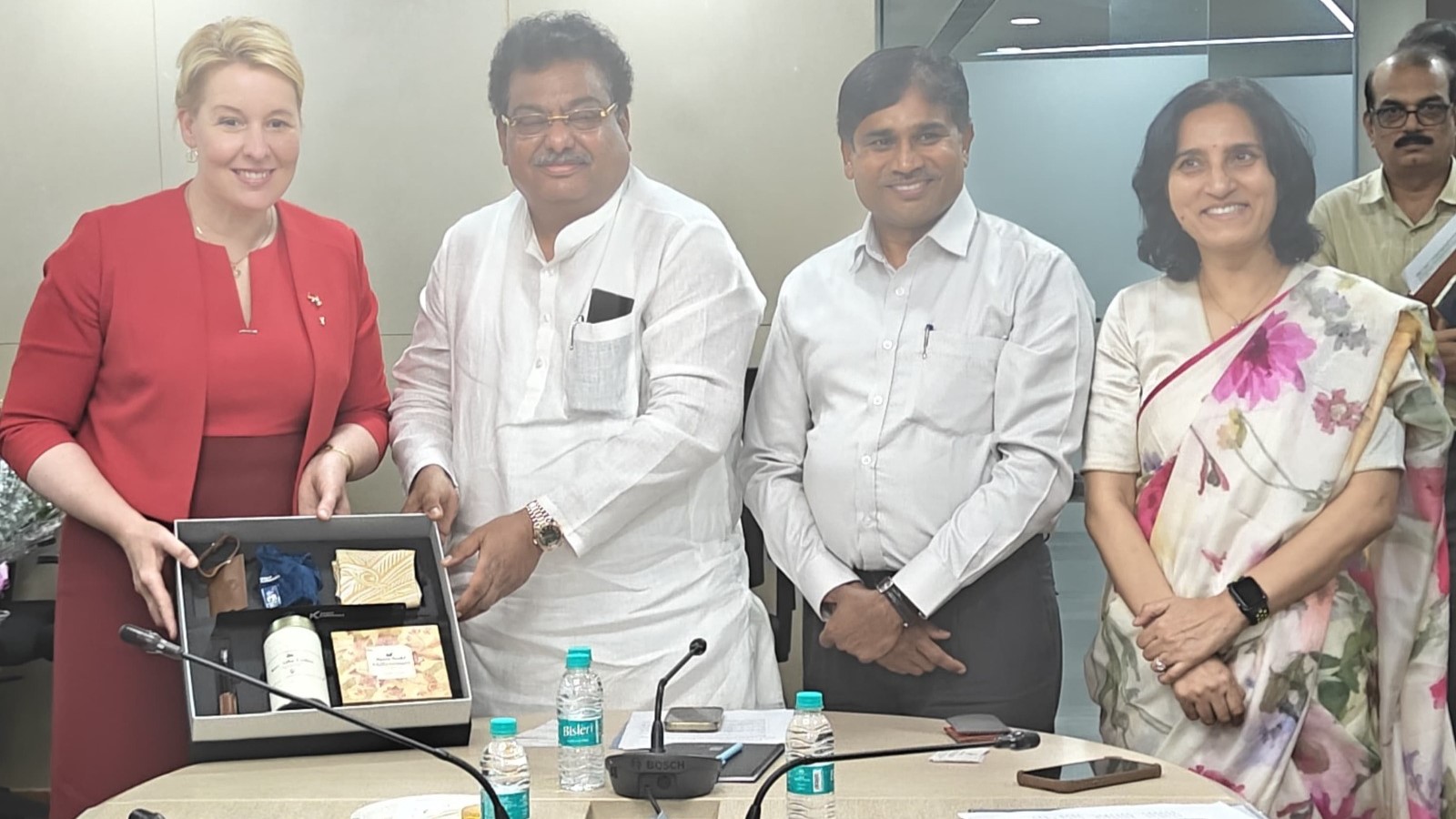 Karnataka Industries Minister MB Patil and his team of officials with the German delegation.