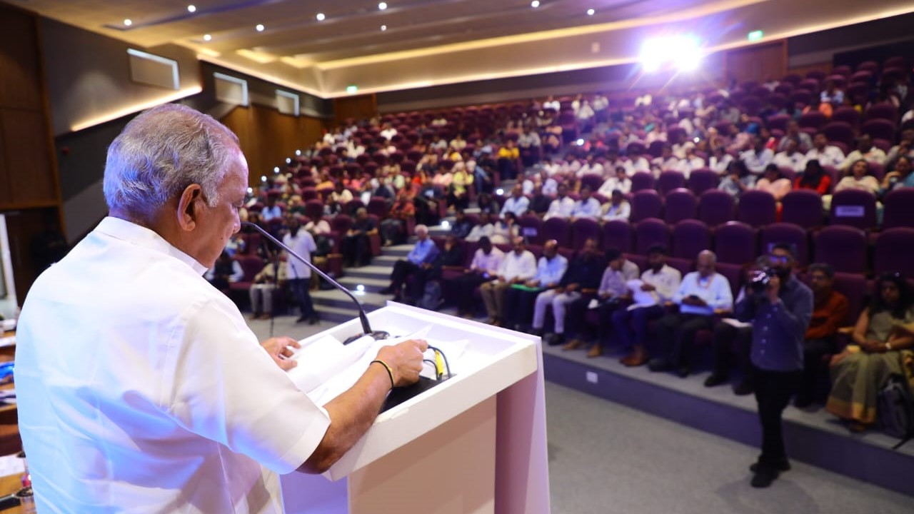 NS Boseraju and his team of officials speaking about Karnataka's 'quantum action plans'.
