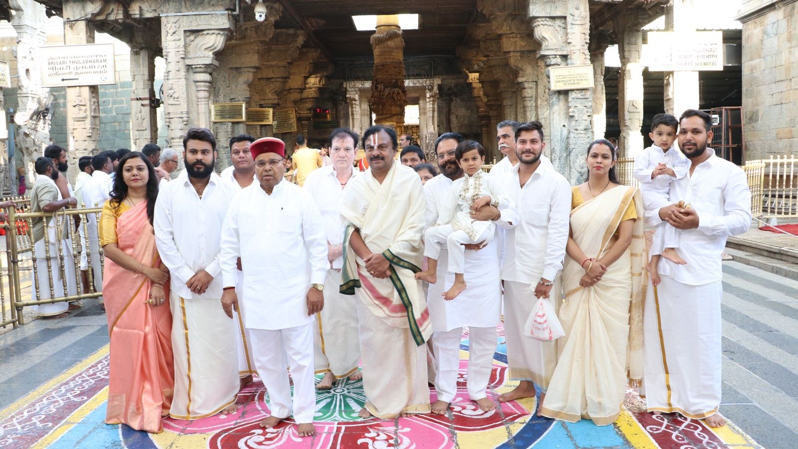The Karnataka Governor and his family at Padmavathi temple near Tirupati.