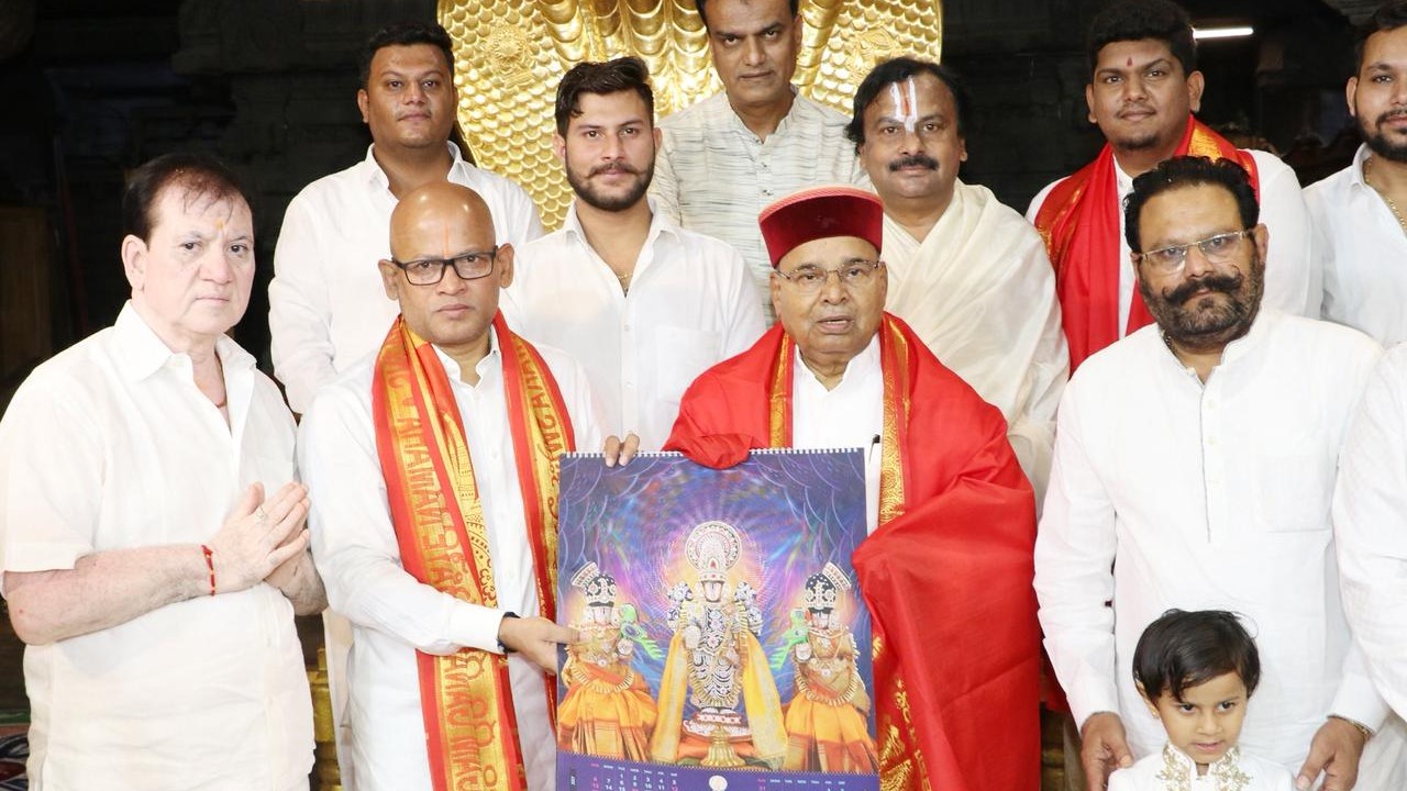 The Karnataka Governor and his family at Padmavathi temple near Tirupati.