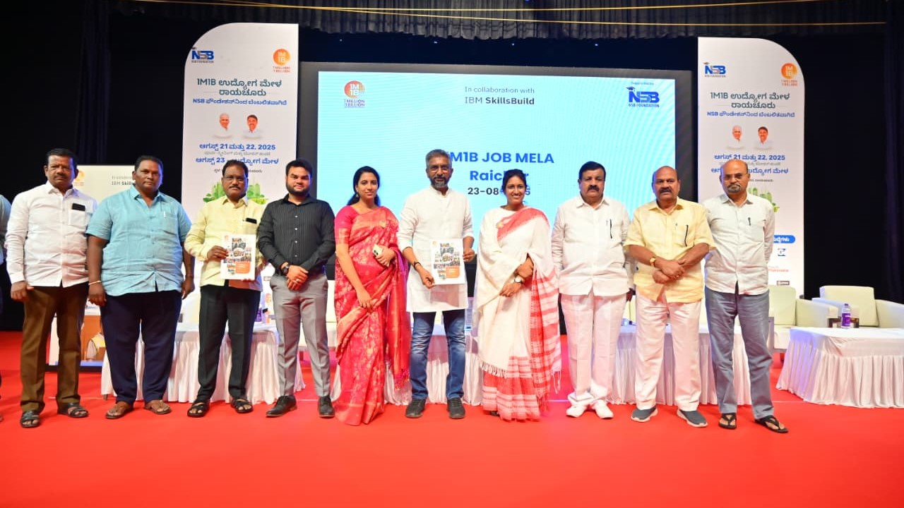 Candidates at the 1m1B Job Mela in Raichur.