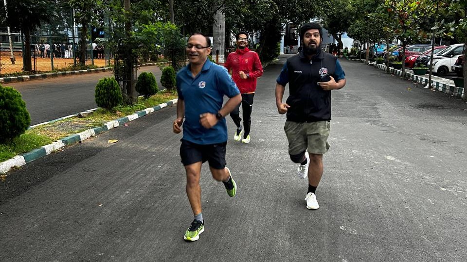 Railway officers and their families celebrating National Sports Day in Bengaluru on Monday.