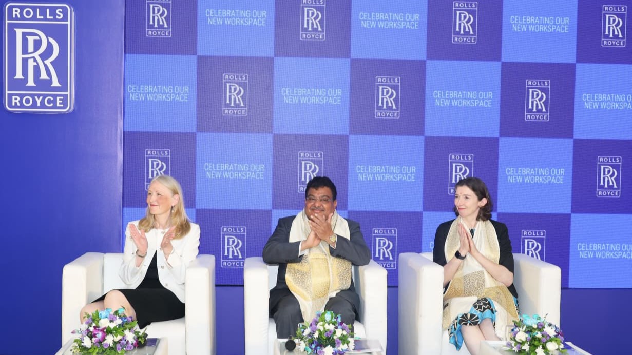 Karnataka Industries Minister MB Patil along with business leaders of Rolls-Royce at the GCC in the city.