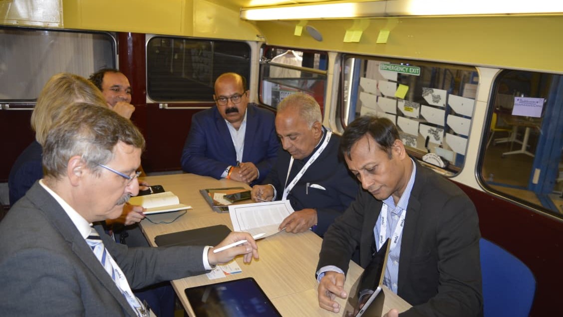 Science and Technology Minister NS Boseraju interacting with quantum experts in Zurich.