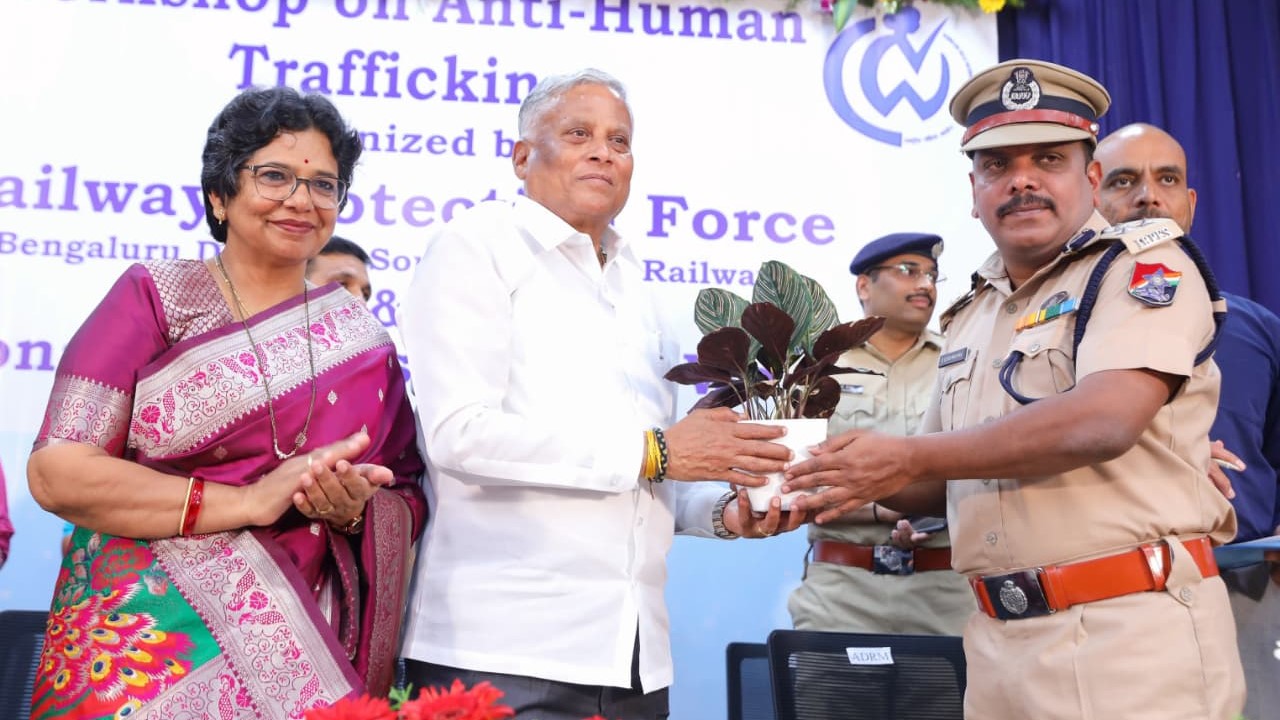 MoS for Railways, V Somanna, speaking during the workshop on anti-human trafficking, in Bengaluru.