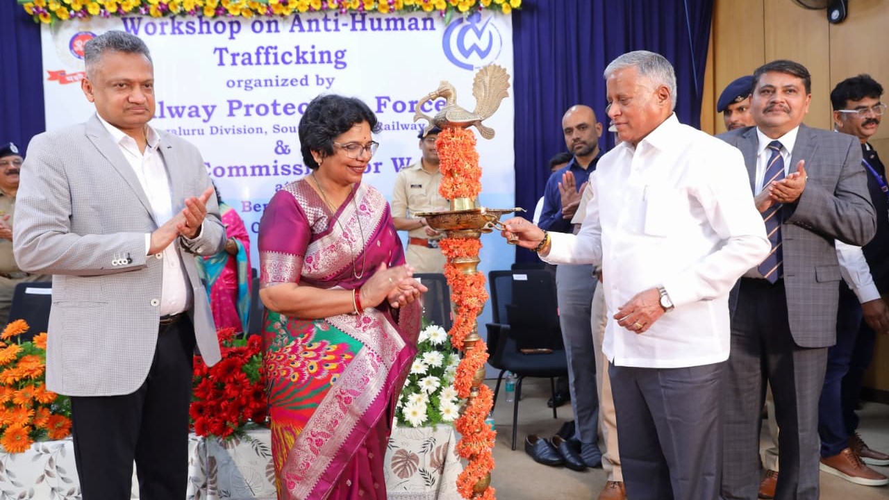 MoS for Railways, V Somanna, speaking during the workshop on anti-human trafficking, in Bengaluru.