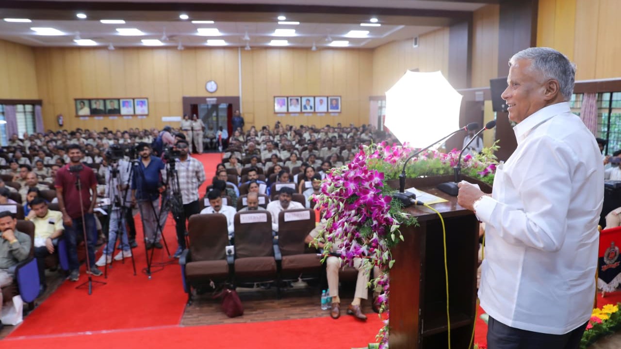 MoS for Railways, V Somanna, speaking during the workshop on anti-human trafficking, in Bengaluru.