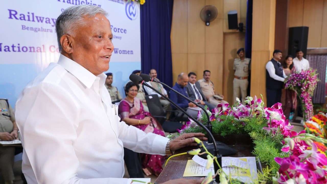 MoS for Railways, V Somanna, speaking during the workshop on anti-human trafficking, in Bengaluru.