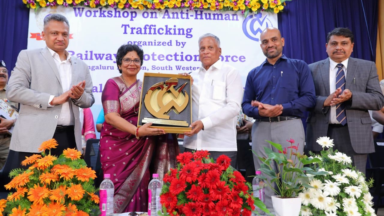 MoS for Railways, V Somanna, speaking during the workshop on anti-human trafficking, in Bengaluru.