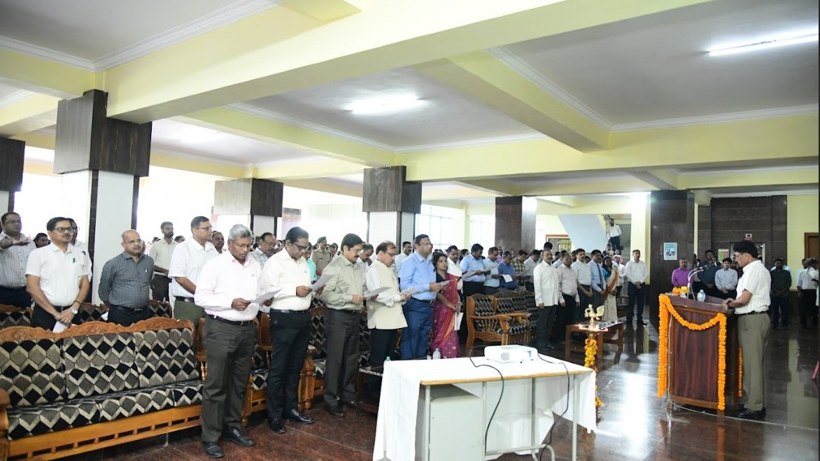 Railway officers observing Vigilance Awareness Week in Hubballi and Bengaluru.
