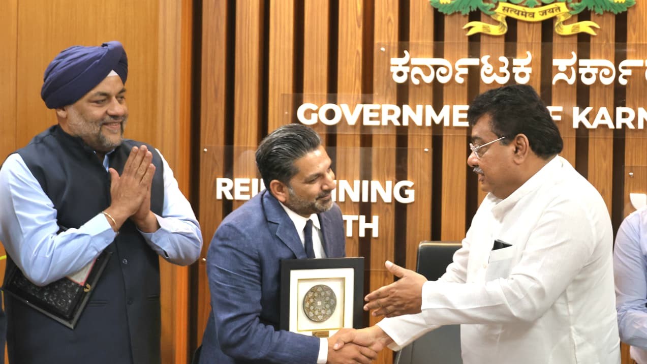 Burkhan Group officials meeting Karnataka Industries Minister MB Patil.