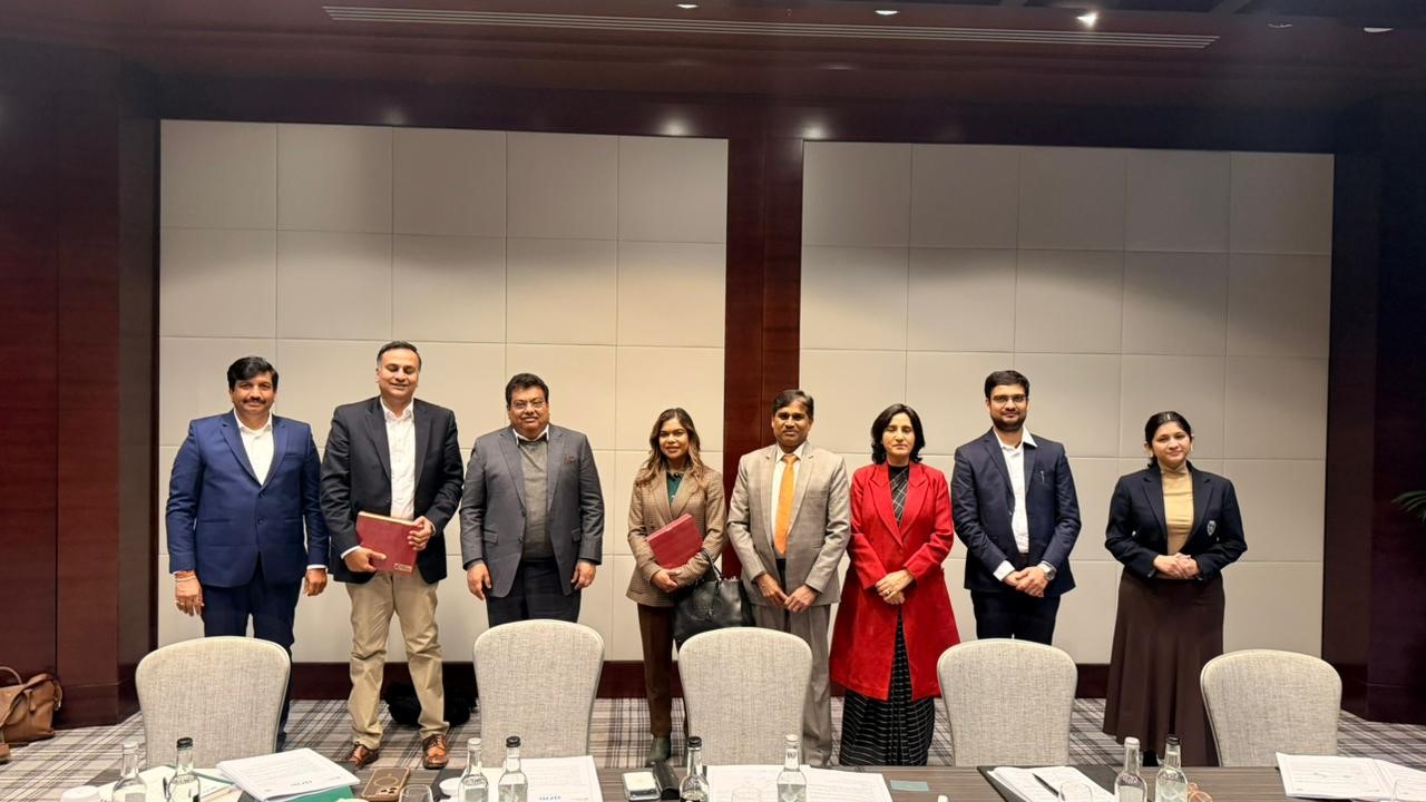 Industries Minister MB Patil and his team with corporate honchos in London.