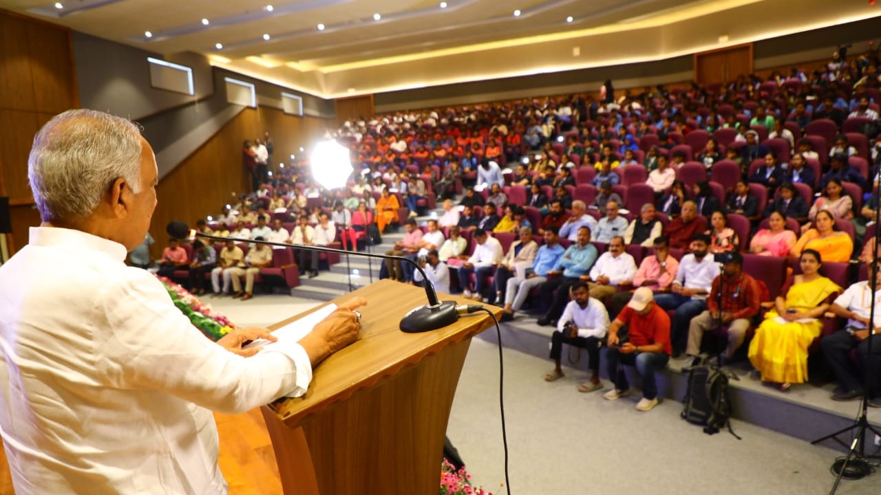 Astronaut Group Captain Shubhamshu Shukla interacting with city youth.