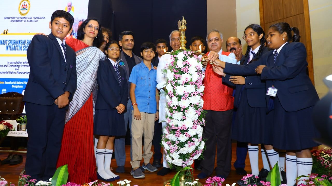Astronaut Group Captain Shubhamshu Shukla interacting with city youth.