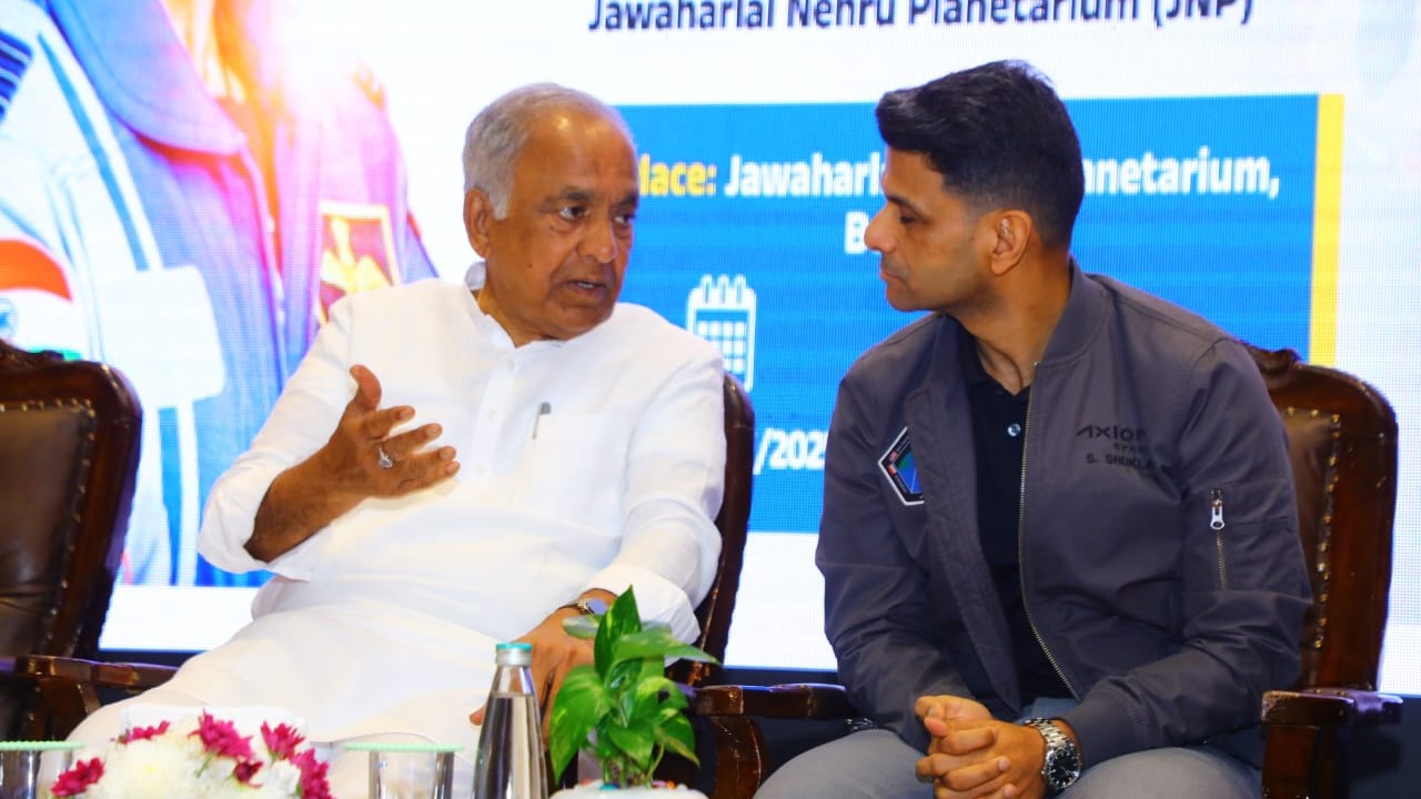 Astronaut Group Captain Shubhamshu Shukla interacting with city youth.