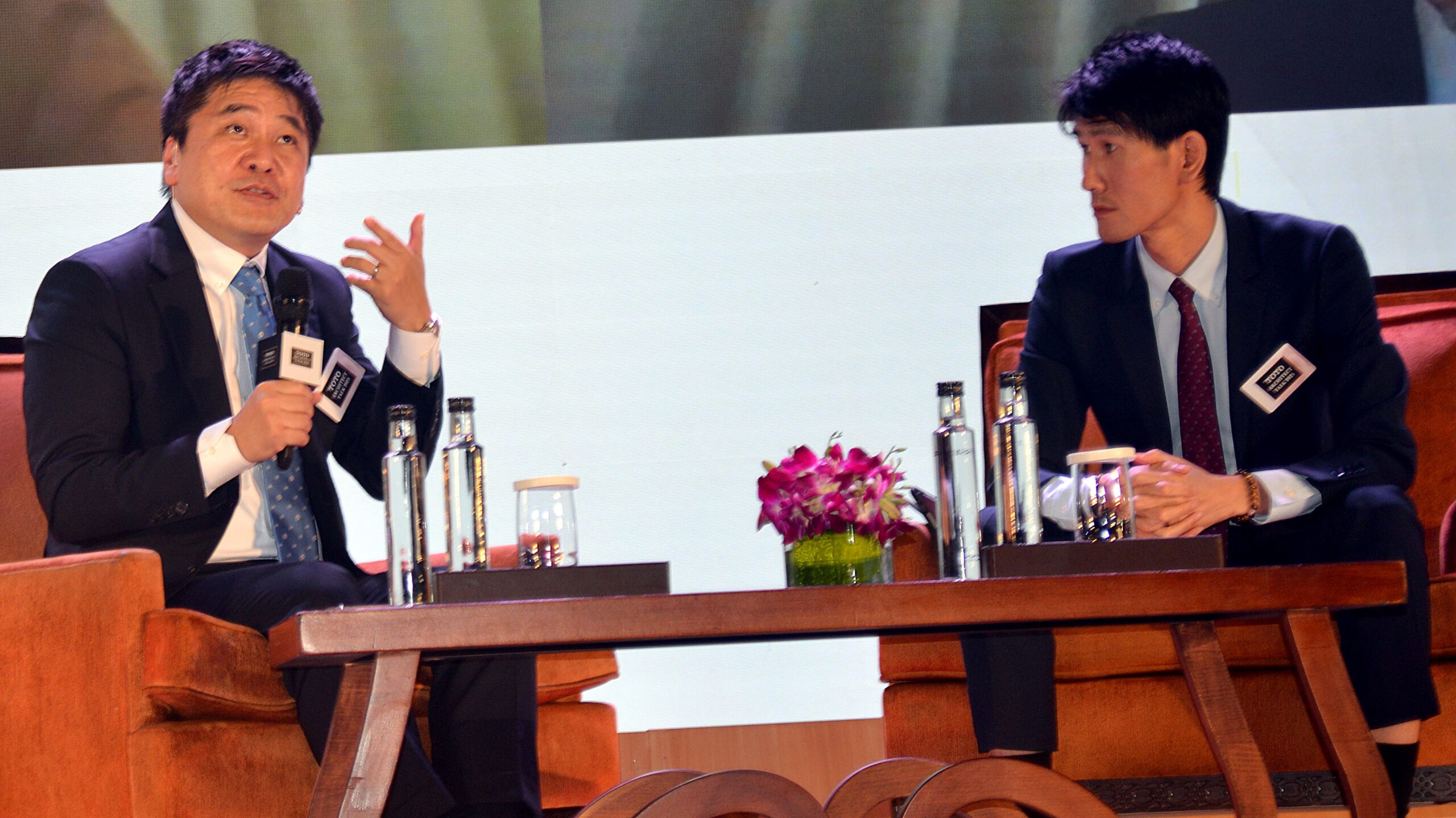 Leadership of TOTO India speaks during the convention in Bengaluru.