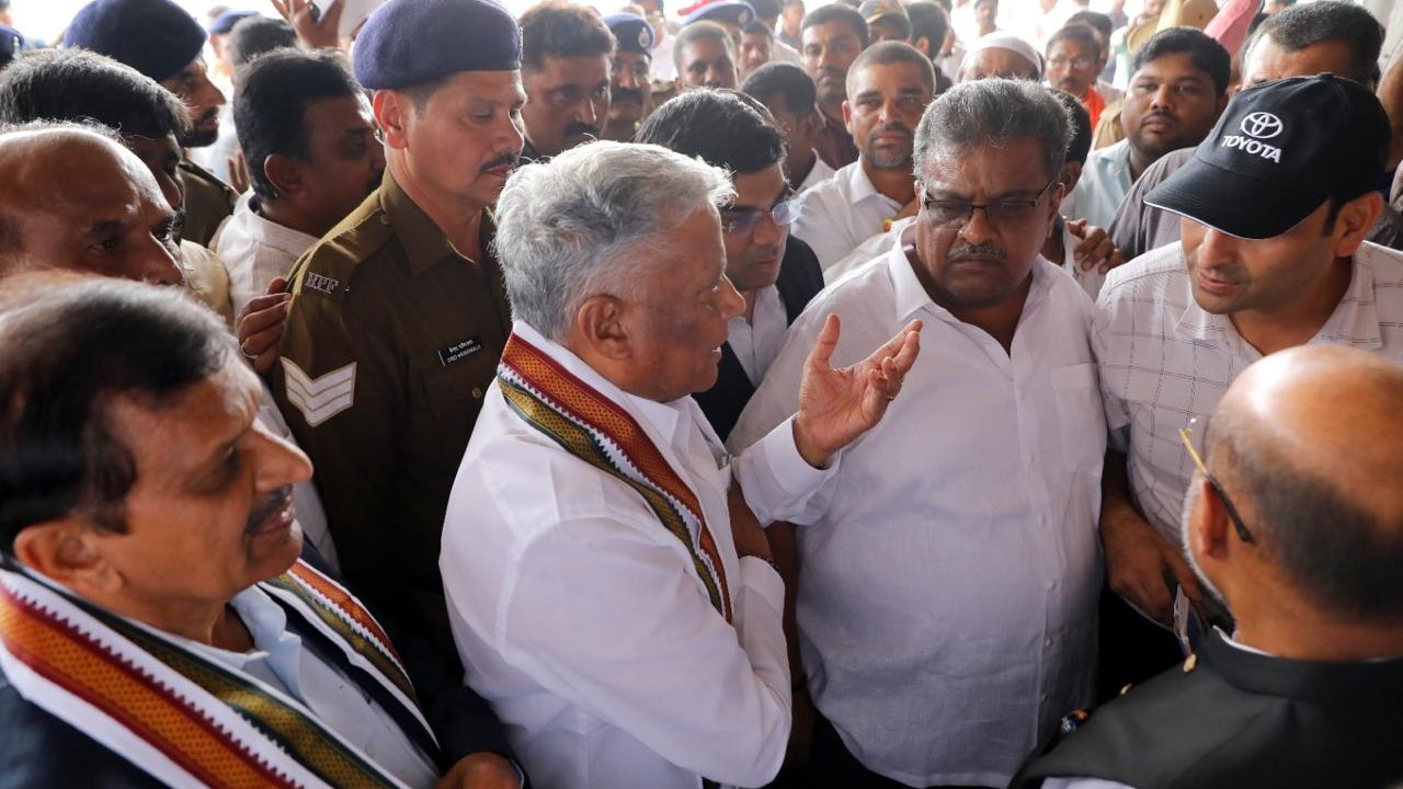 MoS for Railways, V. Somanna, inspecting railway infrastructure in Bengaluru Rural zone.