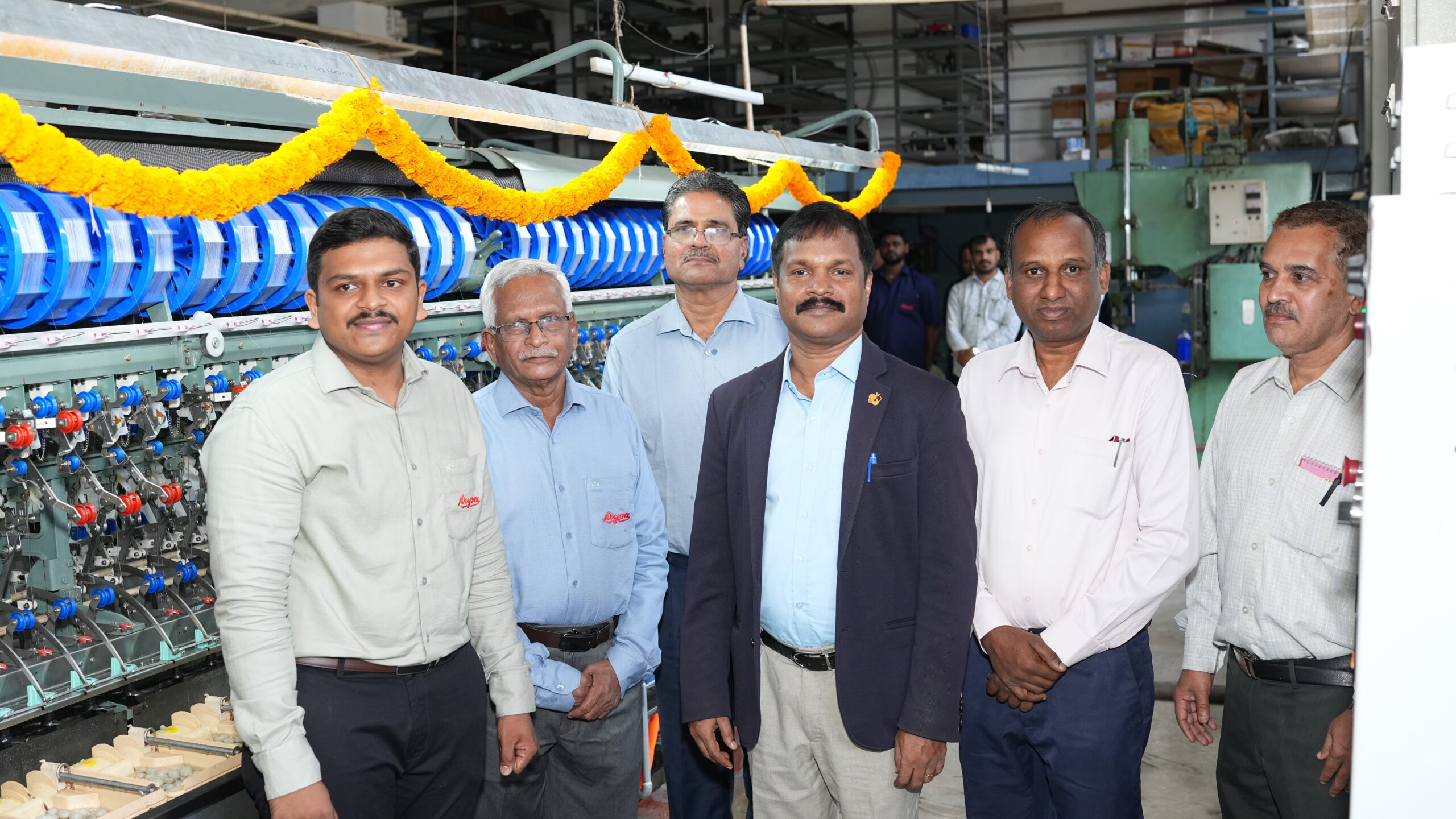 Senior Silk Board officials at the premises of Aryan Engineering in Kanakapura to witness the operations of their IARM.