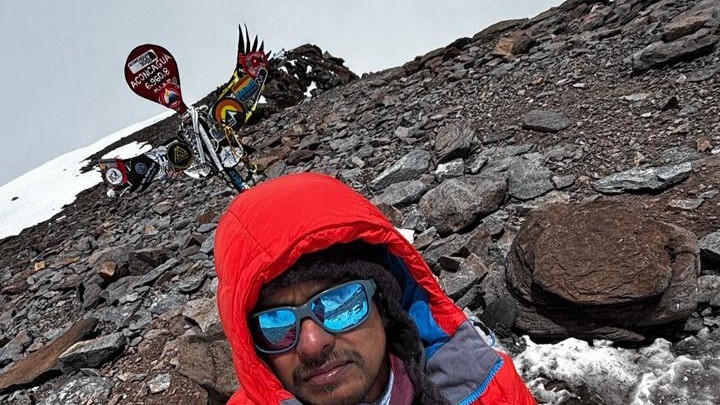 HAL employee Aritra Roy successfully atop Mount Aconcagua in Argentina.