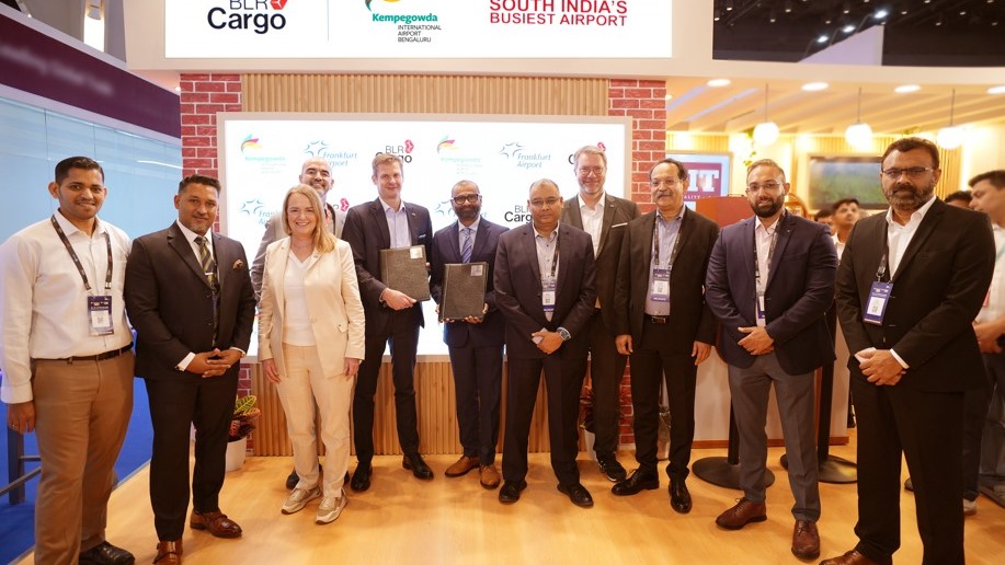 Officials representing BIAL and Frankfurt airport with the signed MoU.