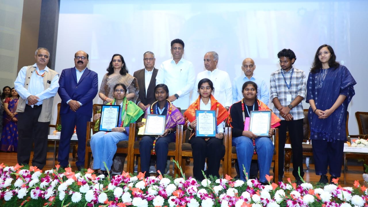Senior Ministers at the event where educational reforms were announced and students honoured.