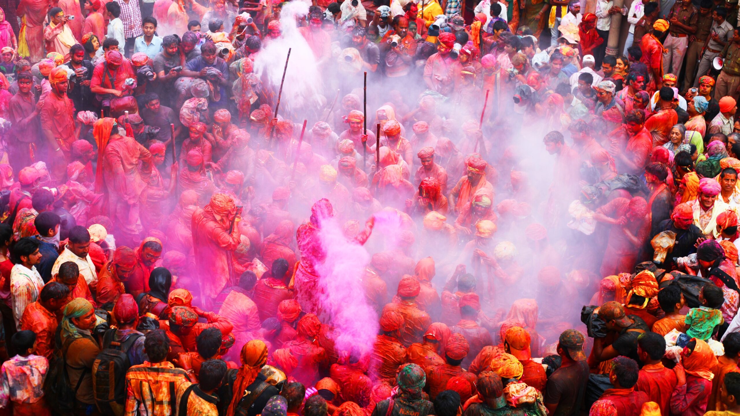 Holi being celebrated in a north Indian town.