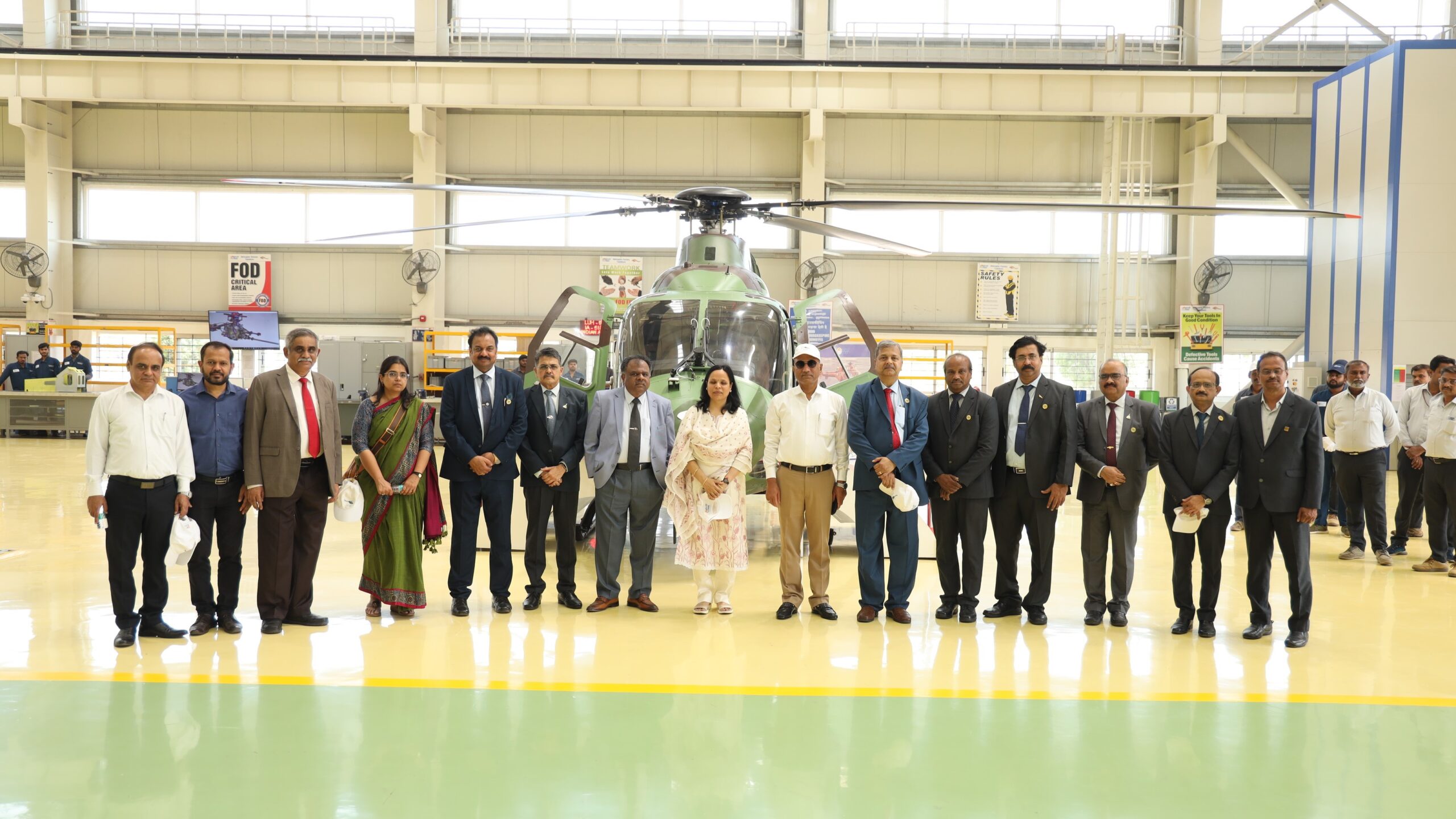 Inside the HAL helicopter factory in Tumakuru.